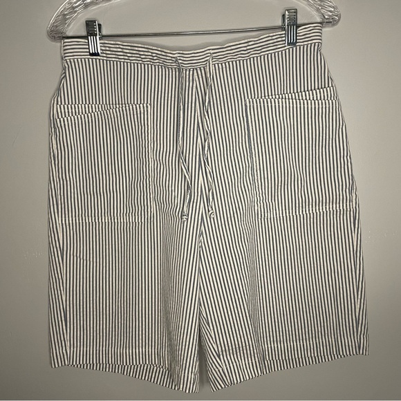 Denim & Co Vintage Blue White Stripe Shorts 4 Pockets Elastic Waist 7" Inseam - Picture 7 of 16